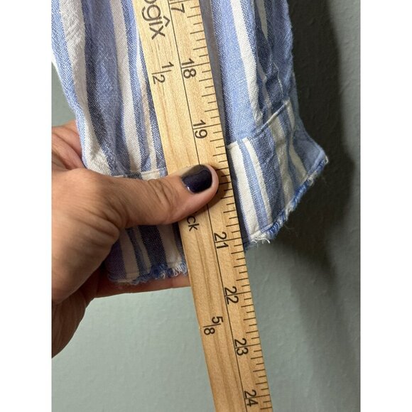 Cloth & Stone Anthropologie Women's XS Chambray Striped Button Shirt Linen Blend - Picture 6 of 13